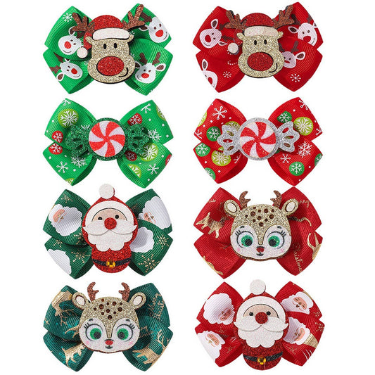 Glitter Reindeer Bow Hair Clip for Girls