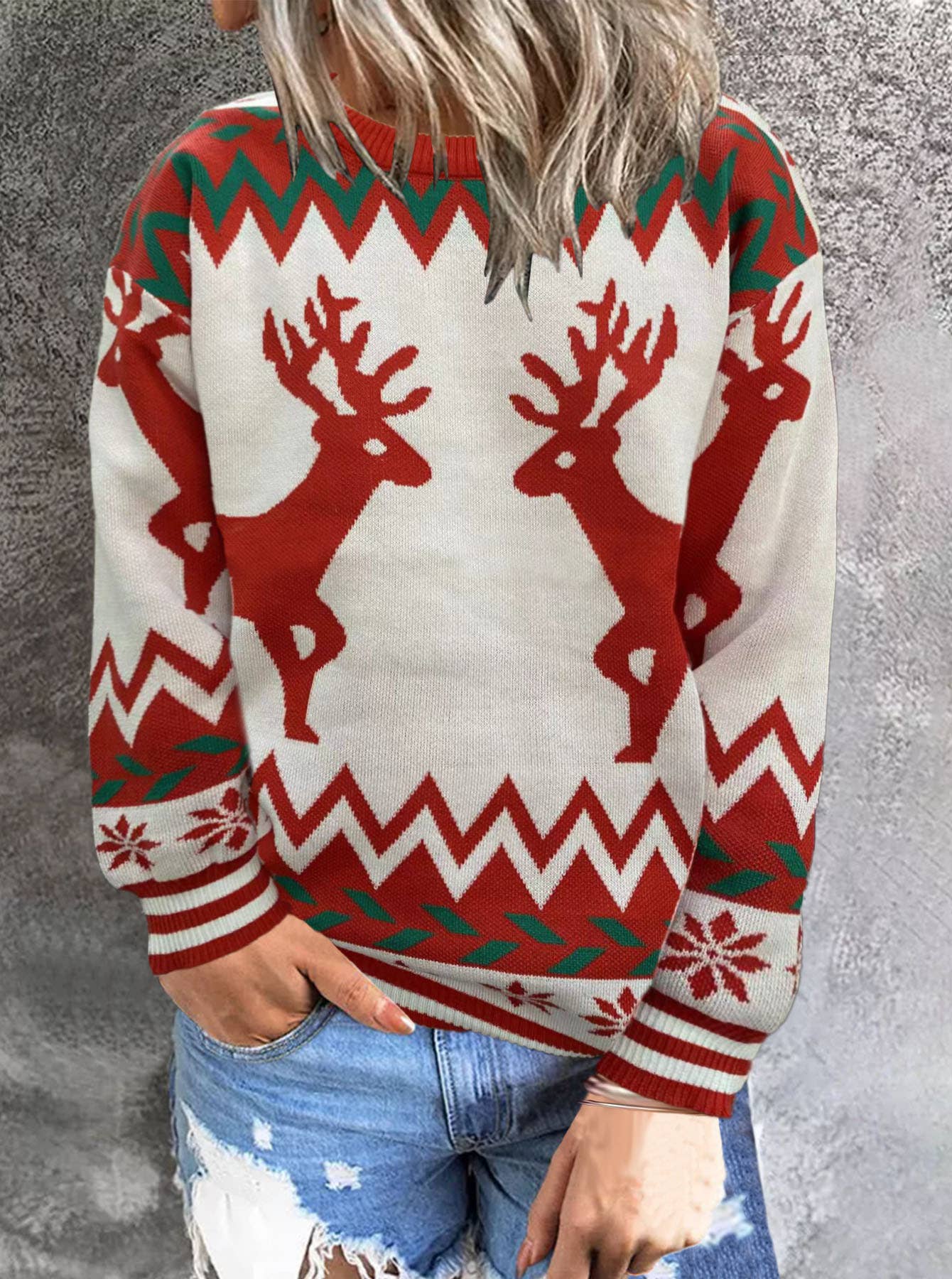 Christmas round-neck pullover knitted sweater
