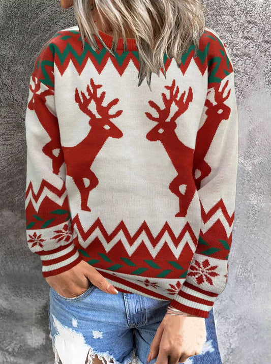Christmas round-neck pullover knitted sweater