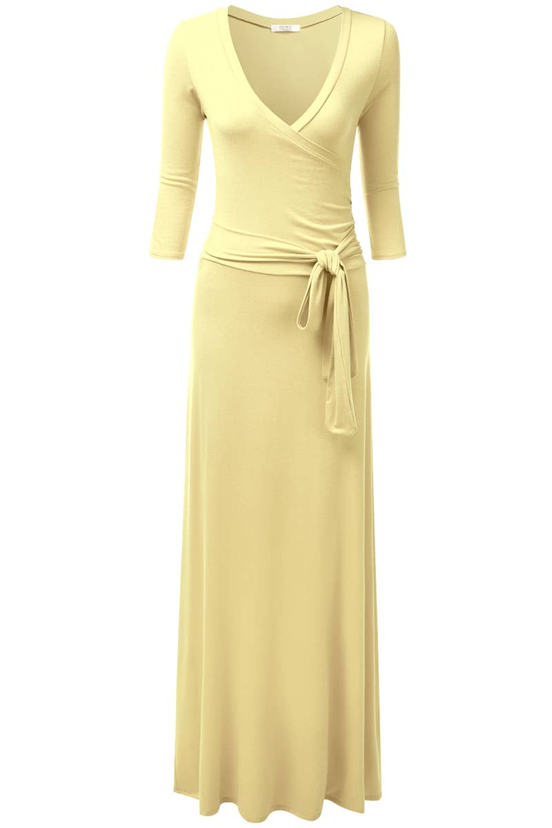 AWDMD283_3/4 Sleeve Knit Long Dress