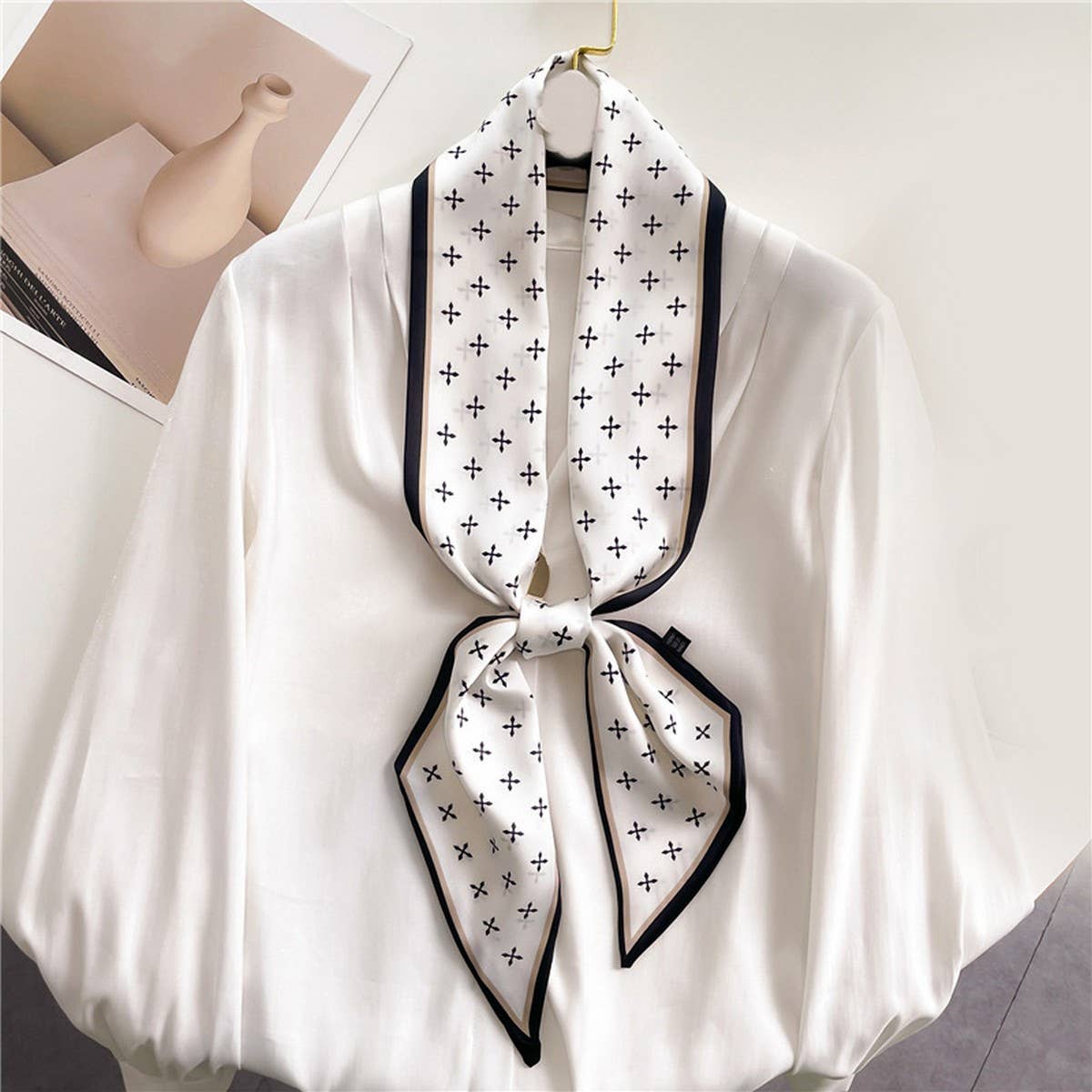 FASHIONABLE DOUBLE-LAYER RIBBON ANGLED HEAD SCARF