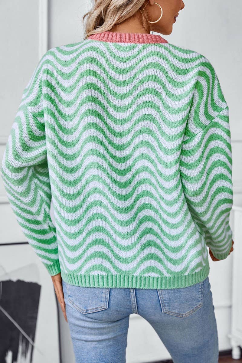 CWOSWL2829_CONTRAST WAVY STRIPED KNITTED SWEATER