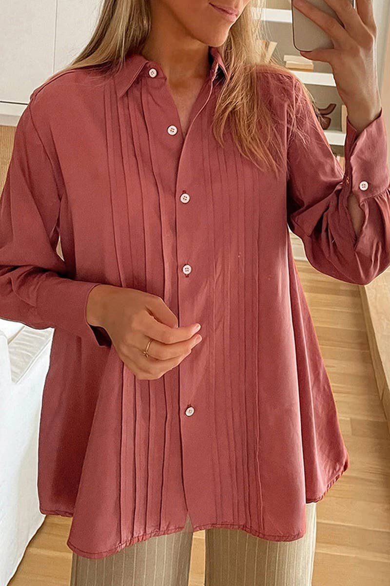 CWTBLL3703_SOLID COLOR SIMPLE BASIC BUTTON-DOWN SHIRT