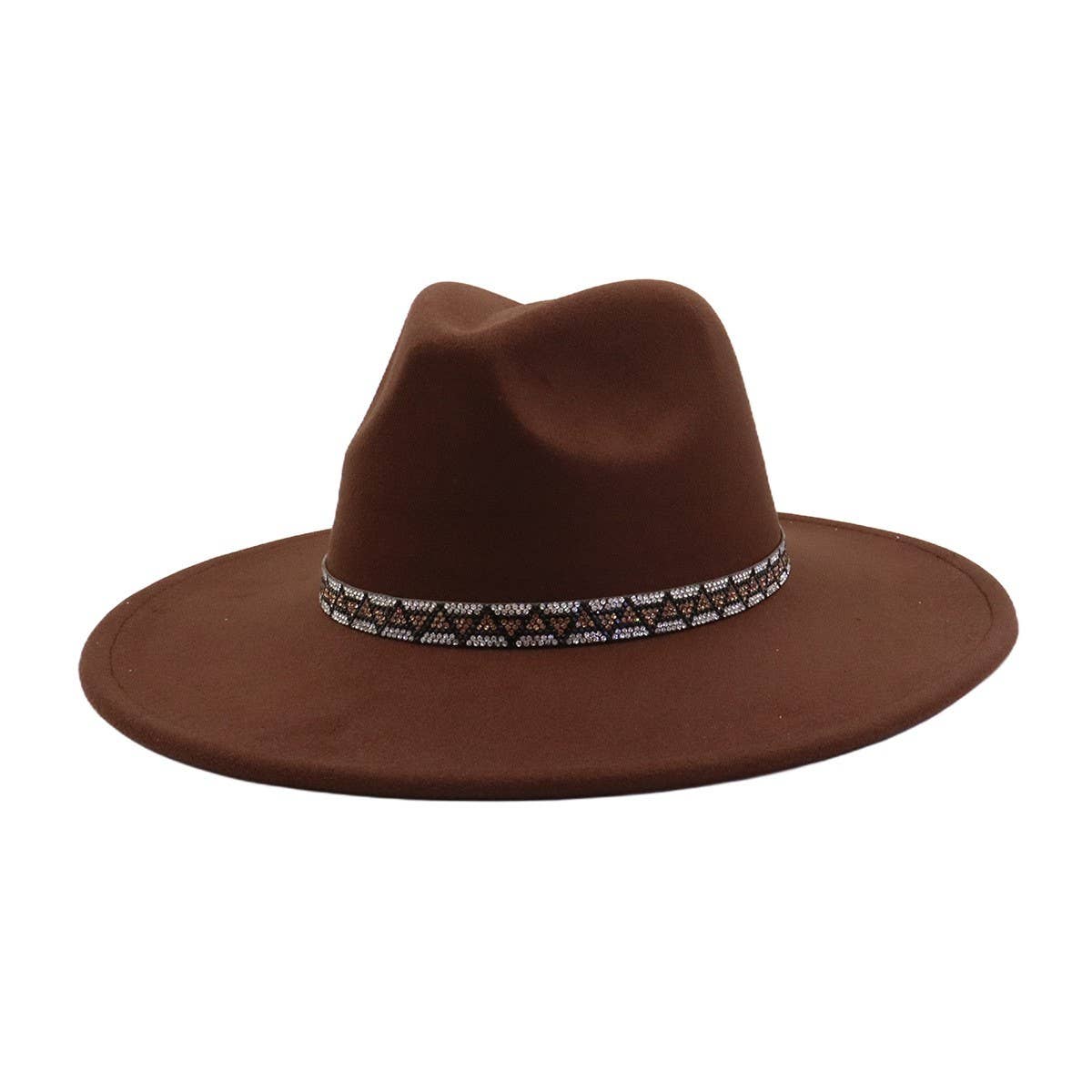 Heart Top Wide Brim Wool Blend Fedora Hat for All_CWAH04378