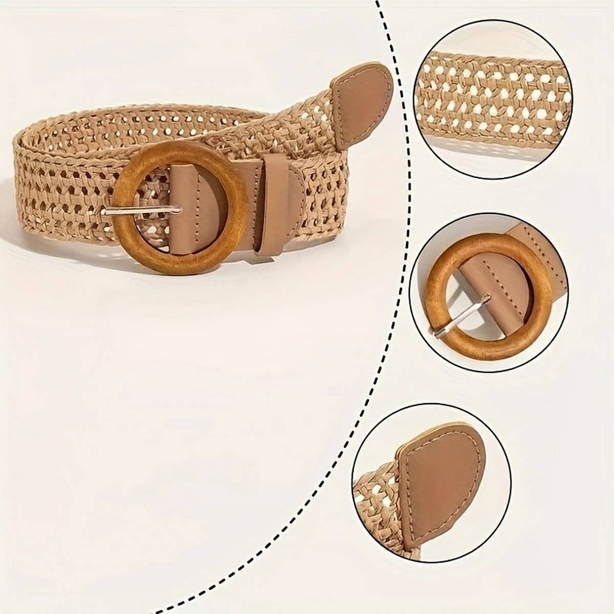 CWABE1182_WOMEN'S CASUAL BRAIDED ROUND BUCKLE WAIST BELT