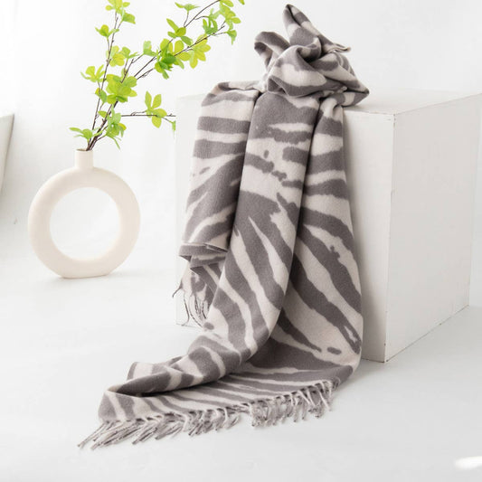 Silver Grey Scarf ? Reversible Winter Shawl