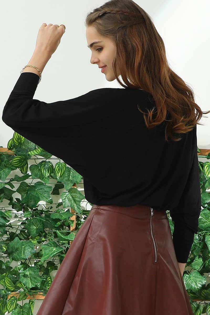 CWTTL1506_ROUND NECK BATWING SLEEVE TOP