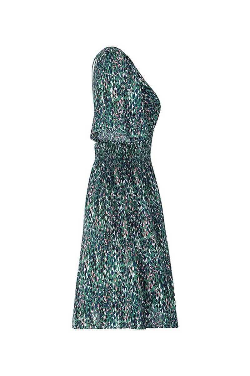 CWDMD4545_SUMMER SHORT-SLEEVED FISH SCALE PATTERN DRESS