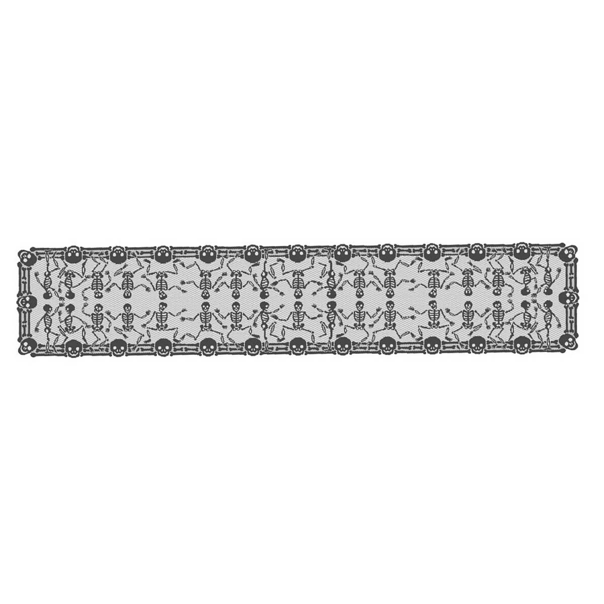 HALLOWEEN TABLE RUNNER LACE SKULL TABLE RUNNER