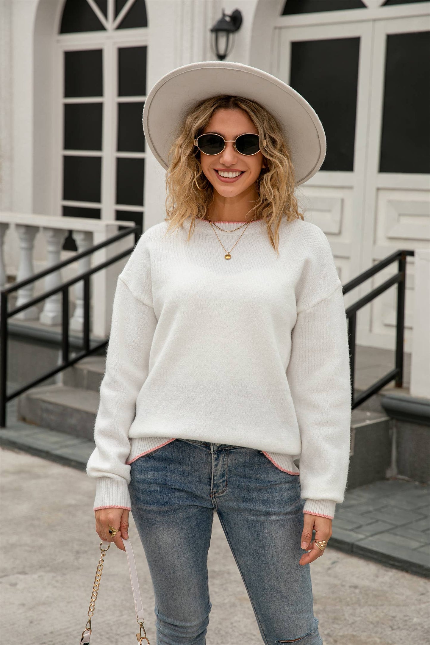 Bowknot is lace-up back sexy back sweater