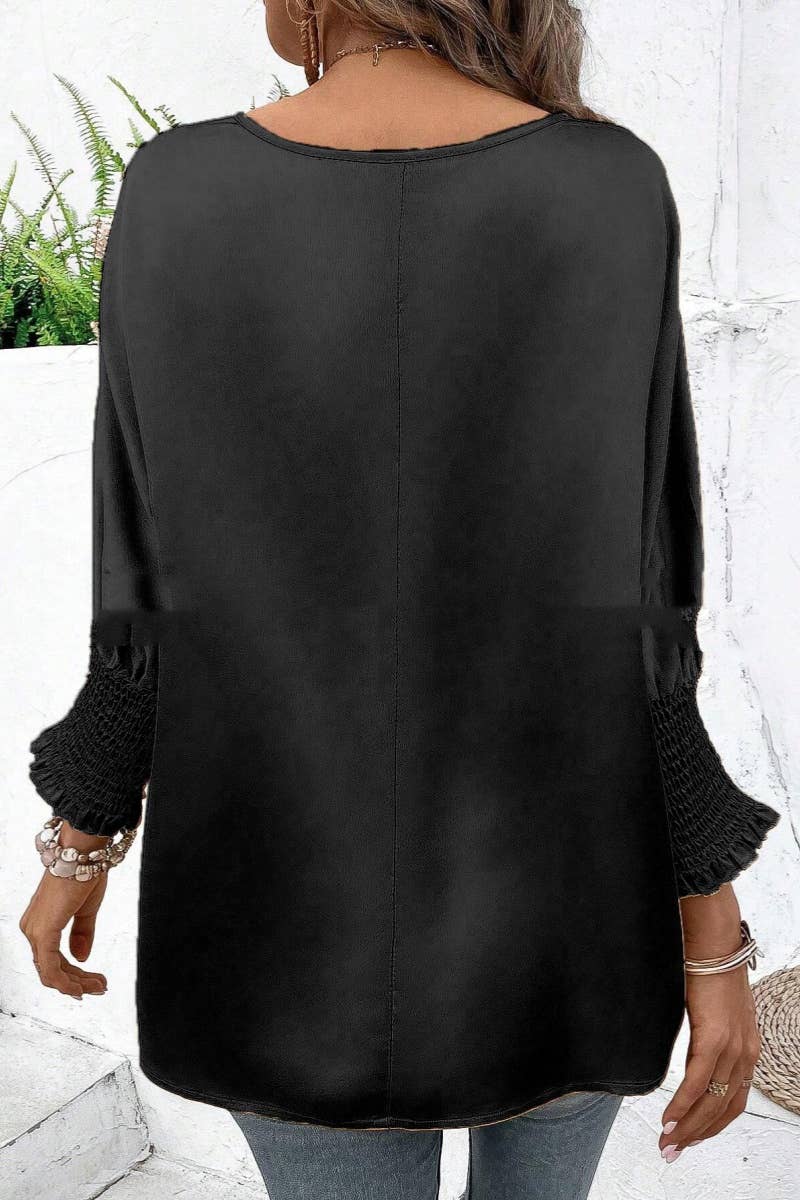 CWTBLL1440_ROUND NECK LONG SLEEVE BAT-SLEEVE SHIRT TOP