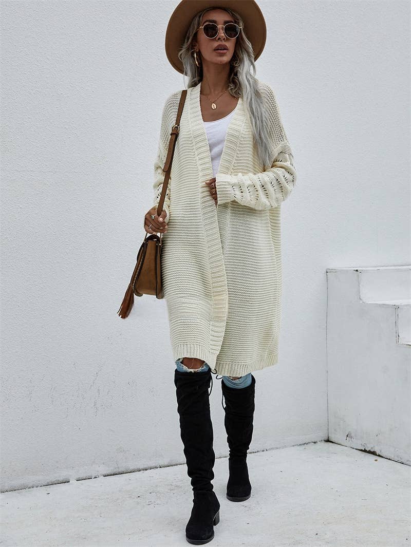 CWOCAL374 Casual Open Front Long Cardigan Sweater