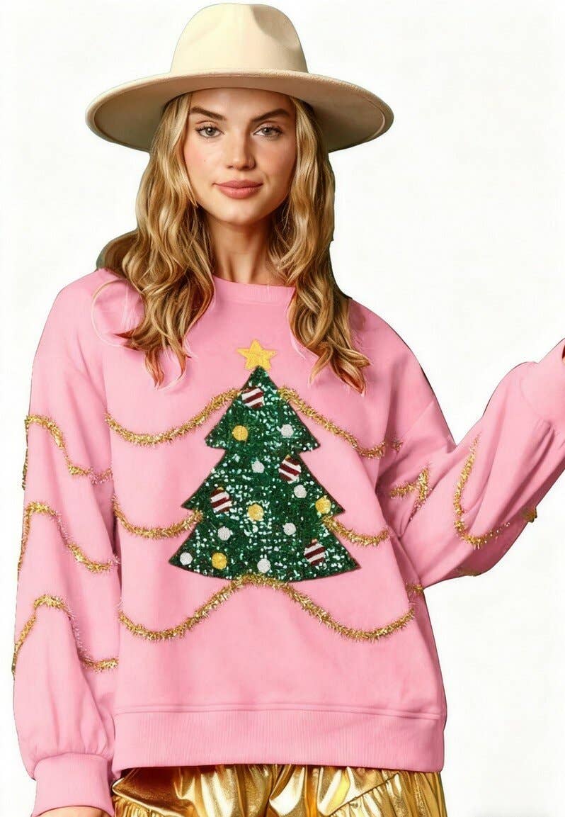 CWTBLL01237_SEQUIN CHRISTMAS TREE LONG SLEEVE SWEATSHIRT