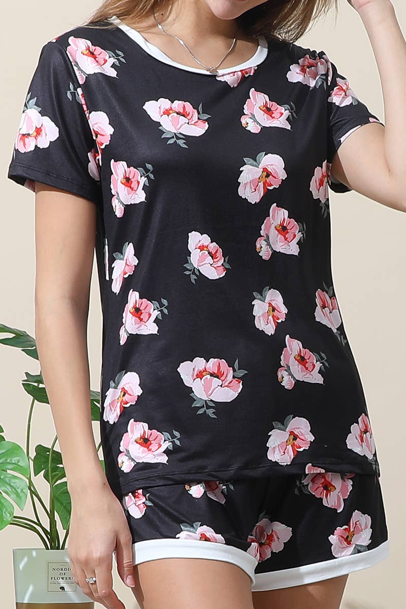 CWSPJ031-P_SHORT SLEEVE TOP WITH SHORTS PAJAMA SET