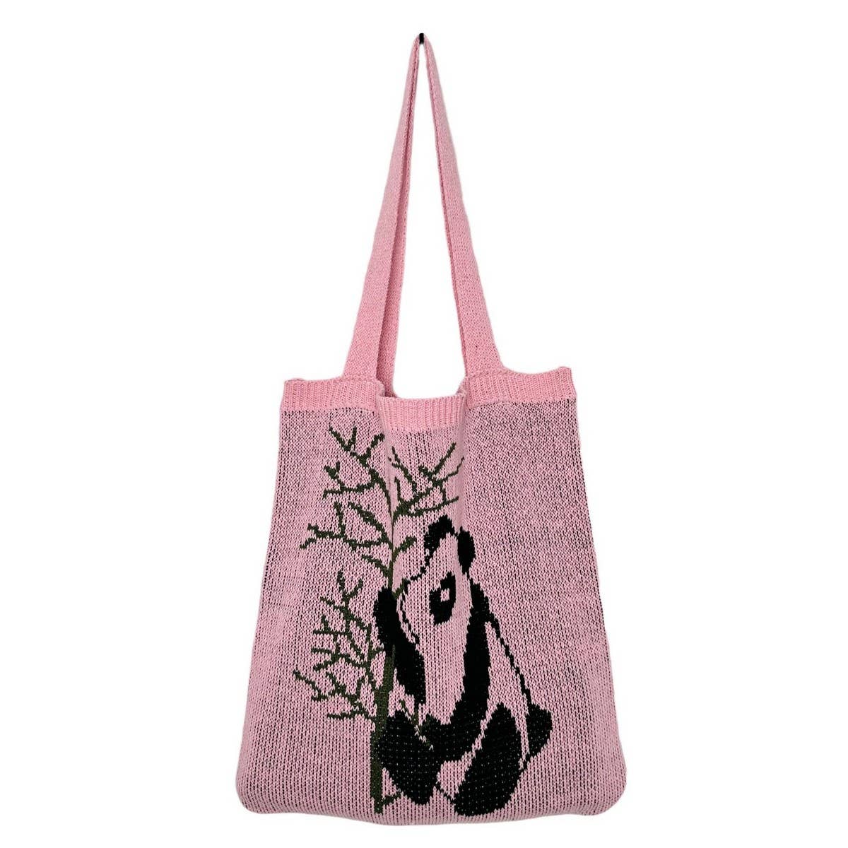 CWAB4581_PANDA PATTERN KNITTED HOLLOW WOVEN SHOULDER BAG