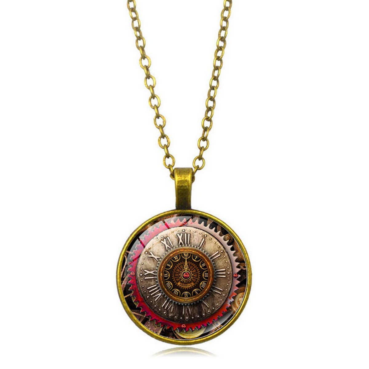 STEAMPUNK MECHANICAL TIME GEM NECKLACE JEWELRY_CWAJE0699