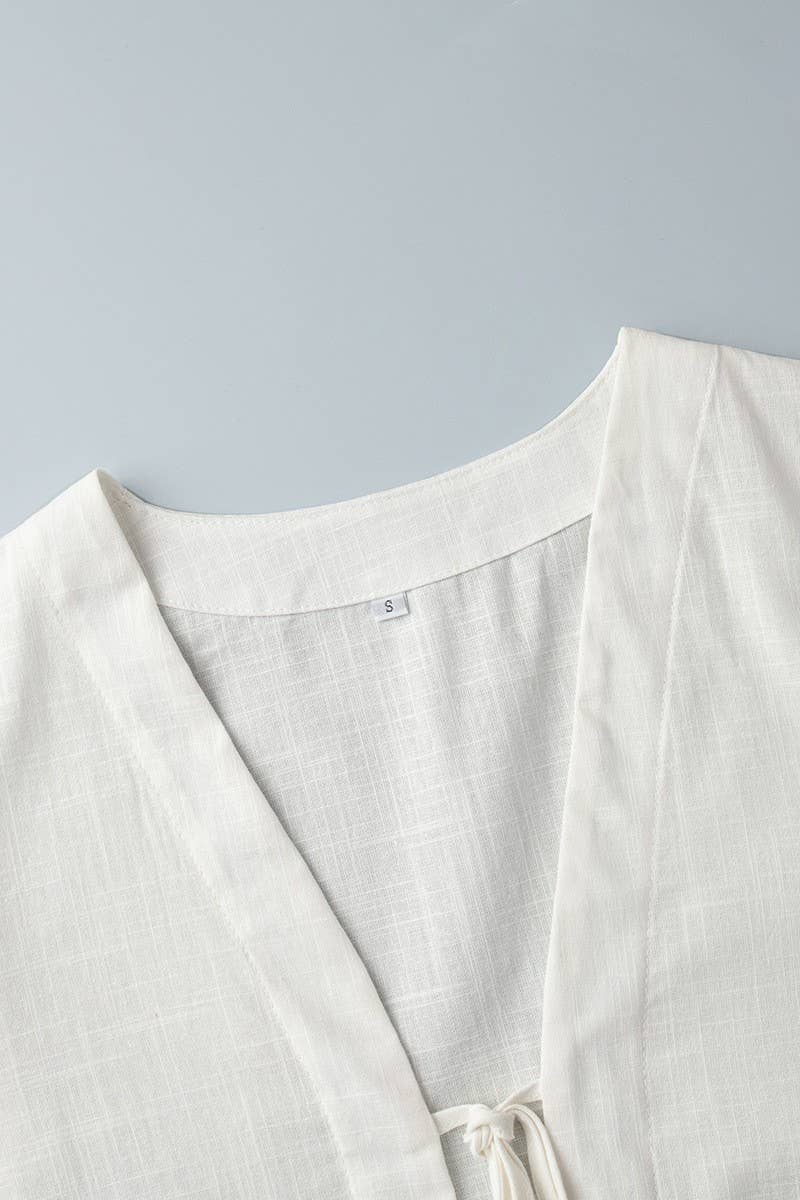 CWSTB1813_COTTON TIE-FRONT CARDIGAN & SHORTS SET