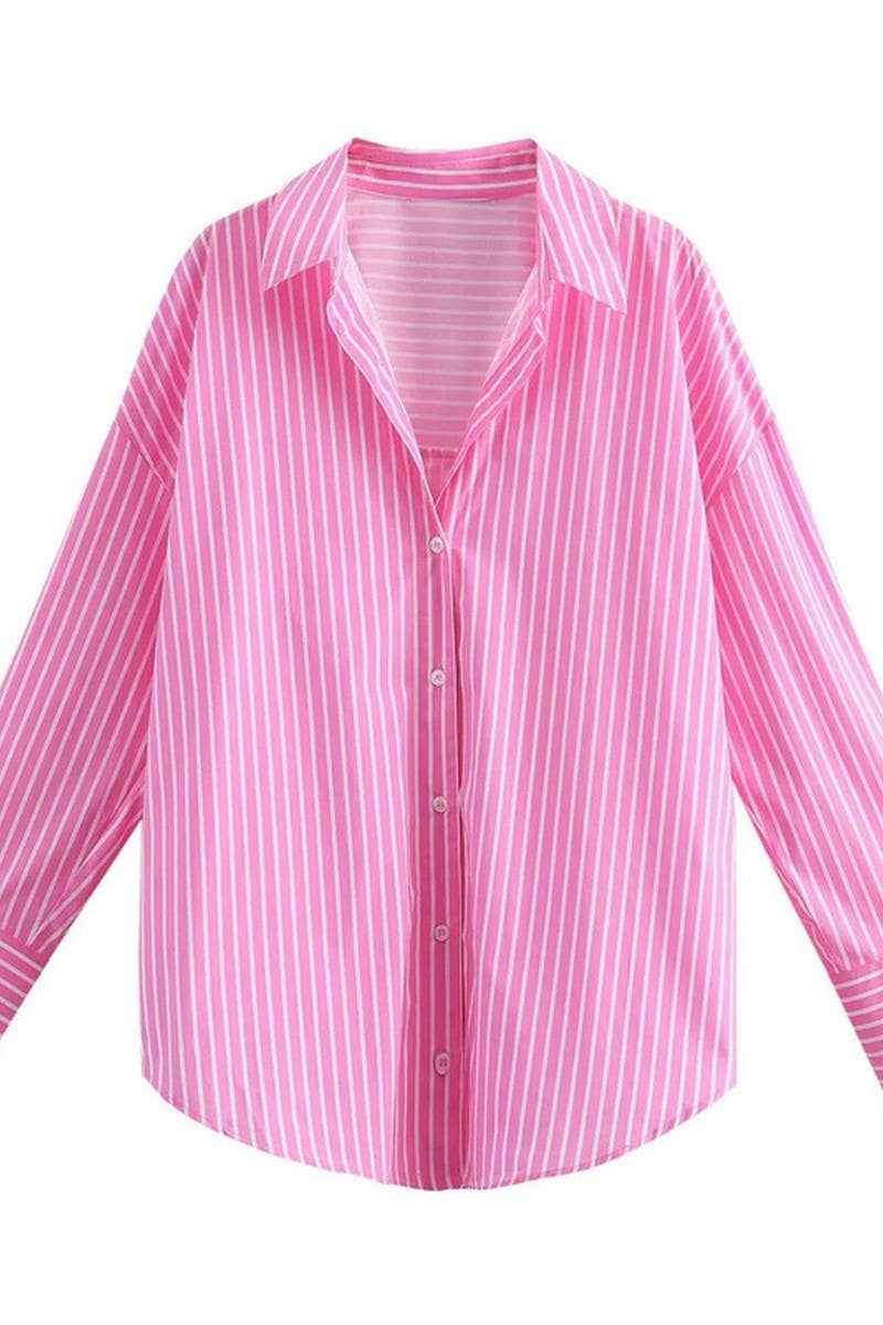 CWTSTL2430_LAPEL STRIPED SATIN DRAPE LONG SLEEVE SHIRT