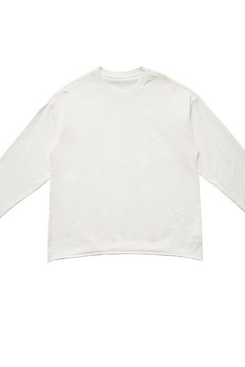 CWTBLL1979_ROLLED HEM ROUND NECK SOLID COLOR LONG SLEEVES