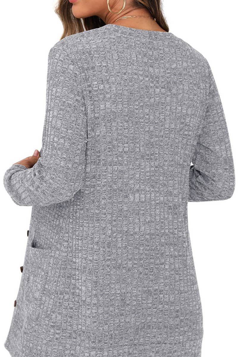 CWOCAL0569_Button Down Long Sleeve Casual Top