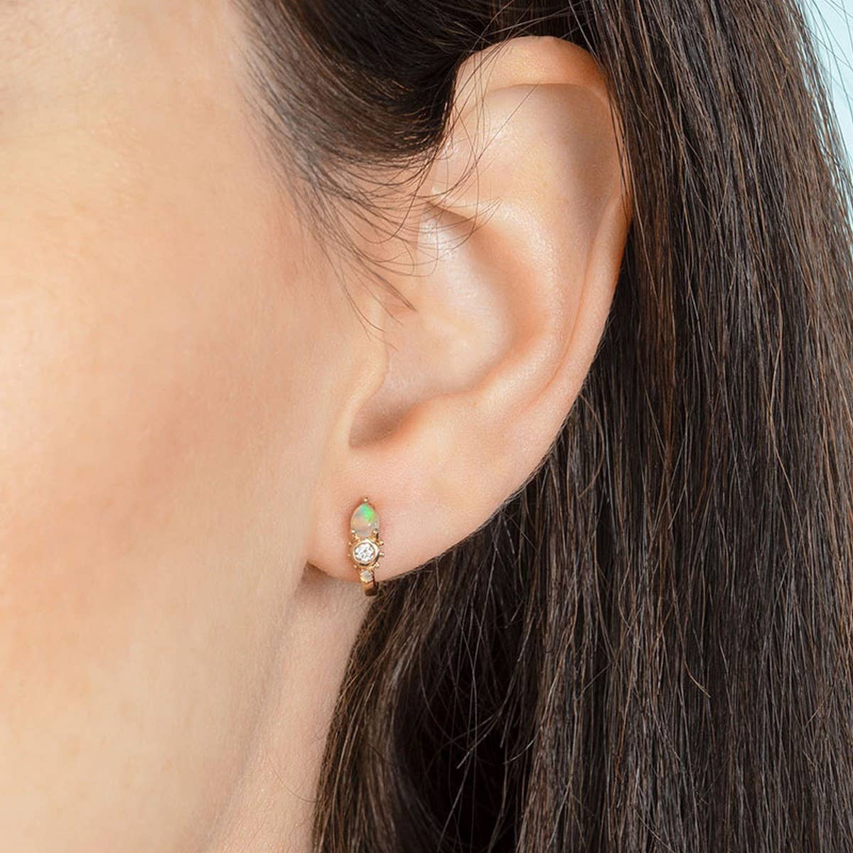 DROP-SHAPED OPAL AND DIAMOND EARRINGS