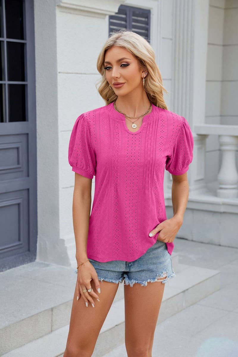 CWTTS0836_Round Neck Short Sleeve Knit Top