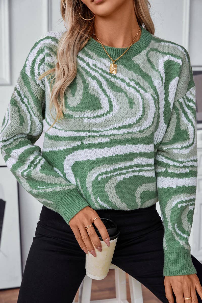 CWOSWL2866_ABSTRACT PATTERN JACQUARD-KNIT SWEATER