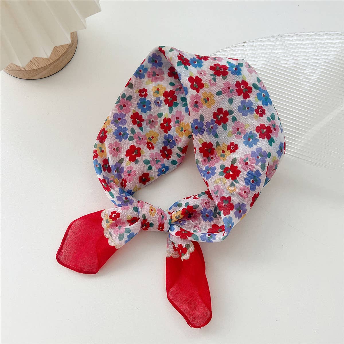 Cotton Linen Square Scarf - Breathable Neck Wrap