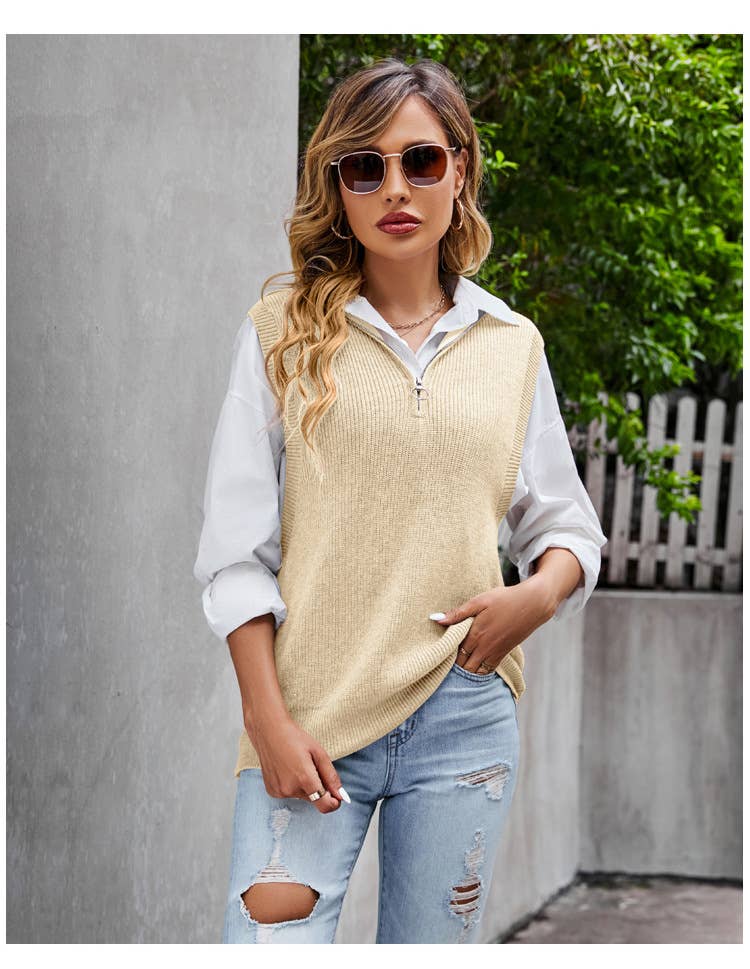 DESIGN SLEEVELESS VEST WITH LOOSE PULLOVER