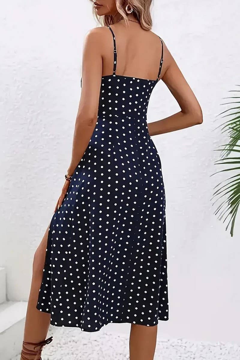 CWDMD5903_SEXY ELEGANT POLKA DOT SLIT STRAP DRESS