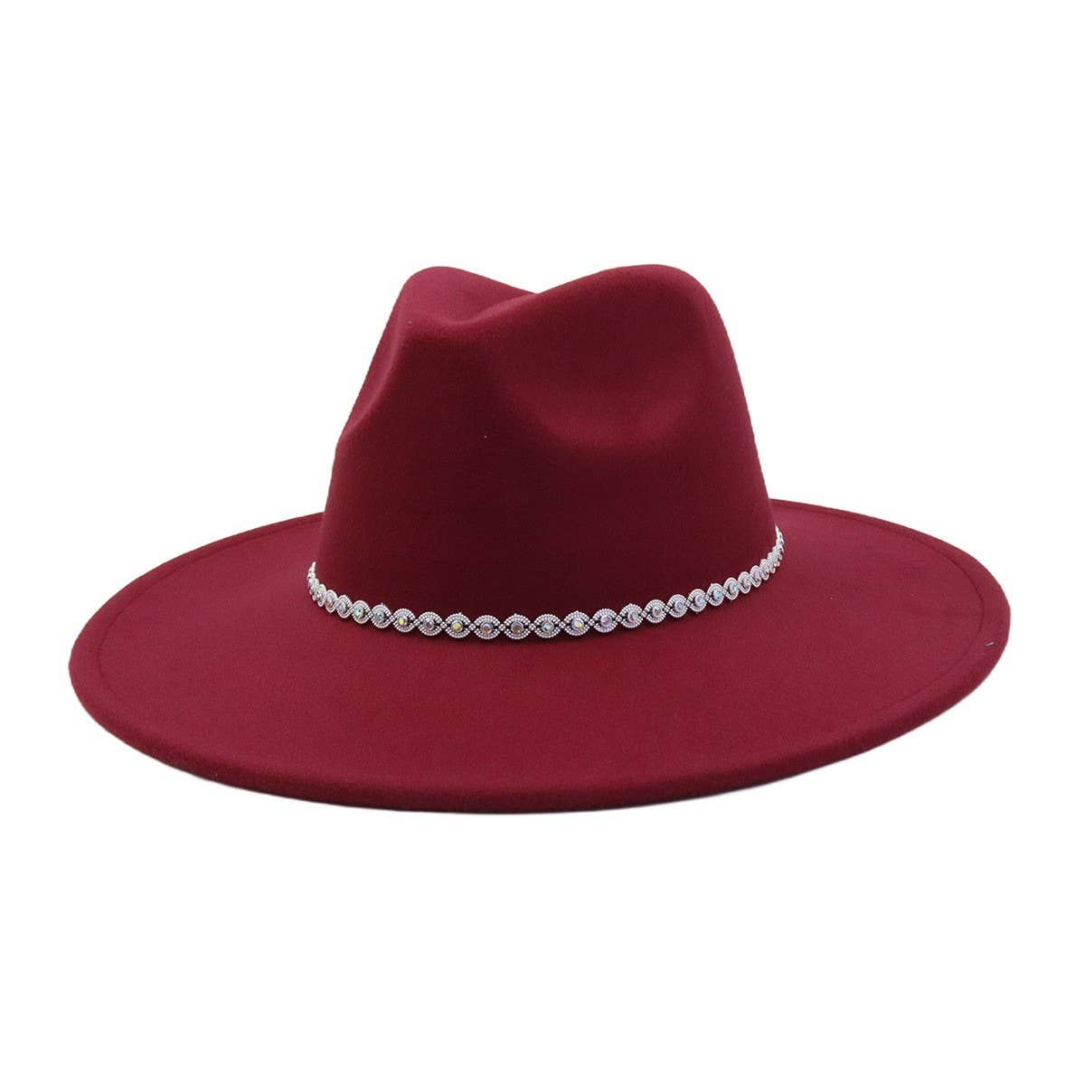 Heart Top Wide Brim Wool Blend Fedora Hat for All_CWAH04389