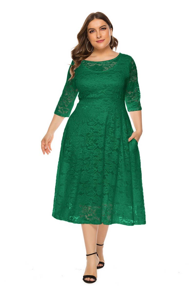 CWDMD3207_PLUS SIZE LACE POCKET EVENING GOWN DRESS