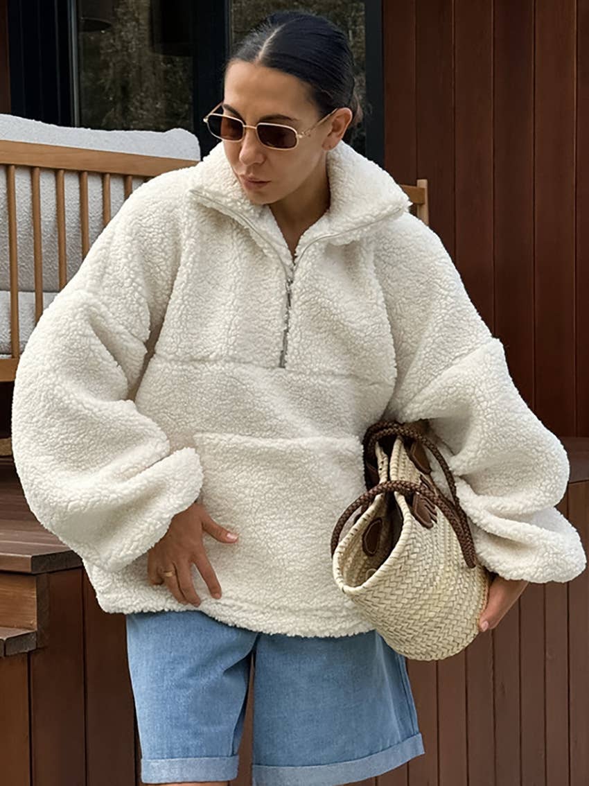 CWTBLL3113_LAMB WOOL ALL-IN-ONE POLO PULLOVER SWEATSHIRT