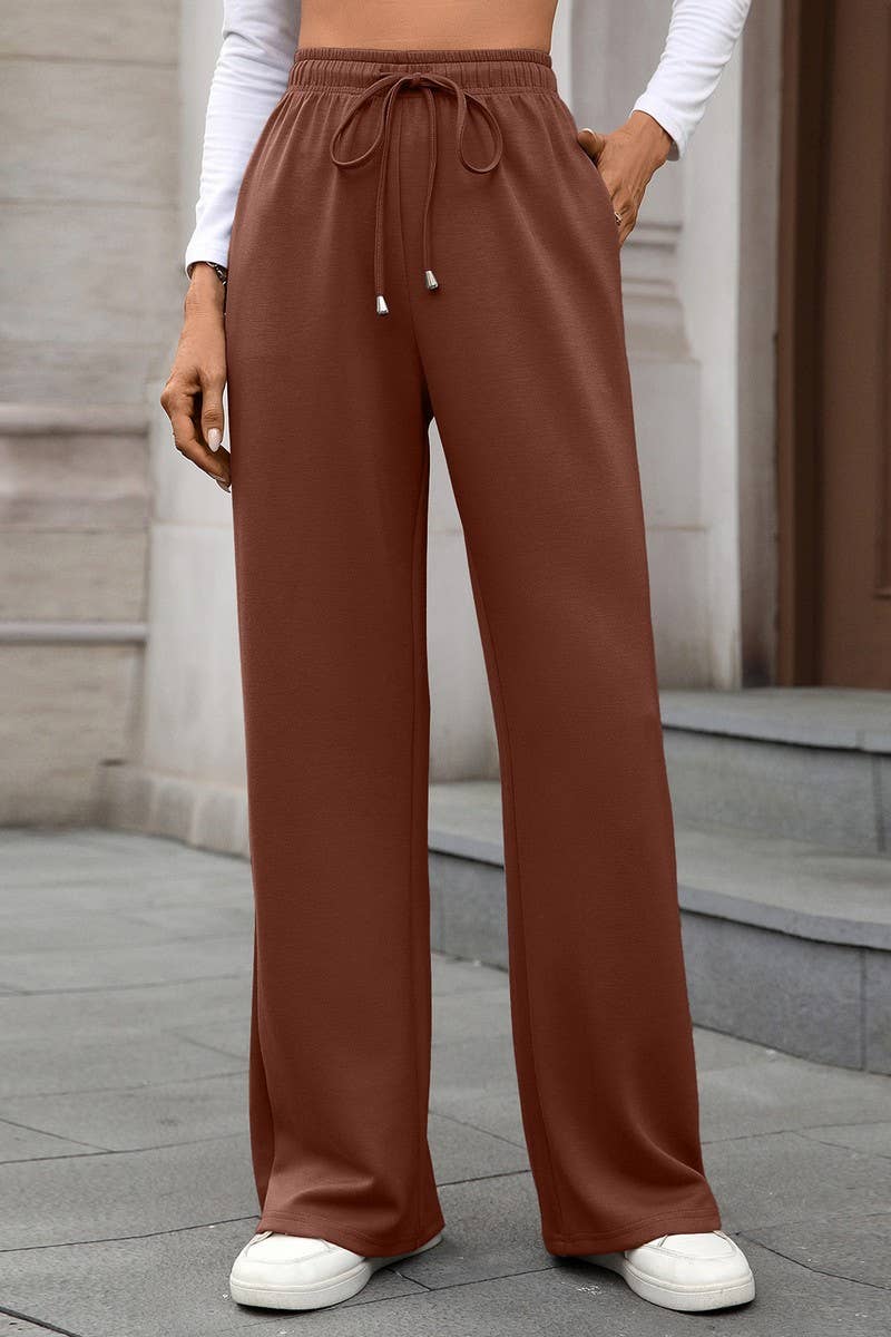 CWBLP01089_DRAWSTRING CASUAL LOOSE STRAIGHT-LEG TROUSERS