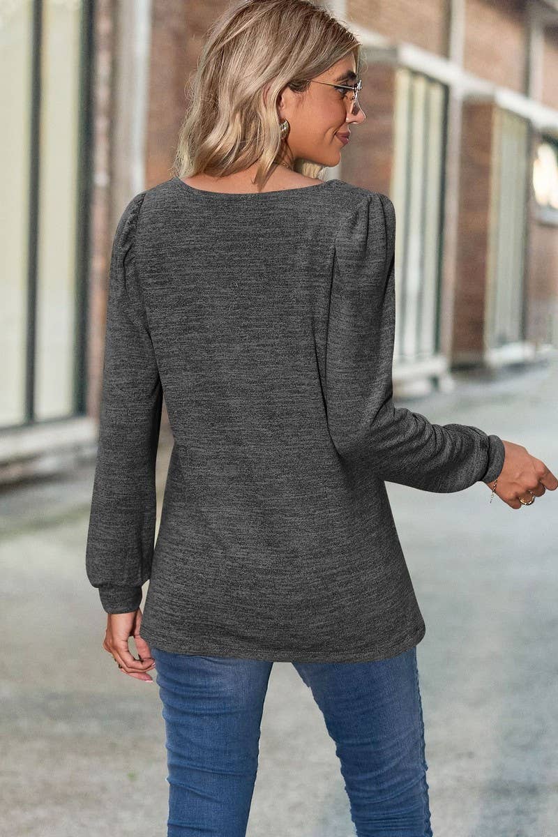 CWTBLL1835_PUFF SLEEVE SQUARE NECK LONG SLEEVE T-SHIRT