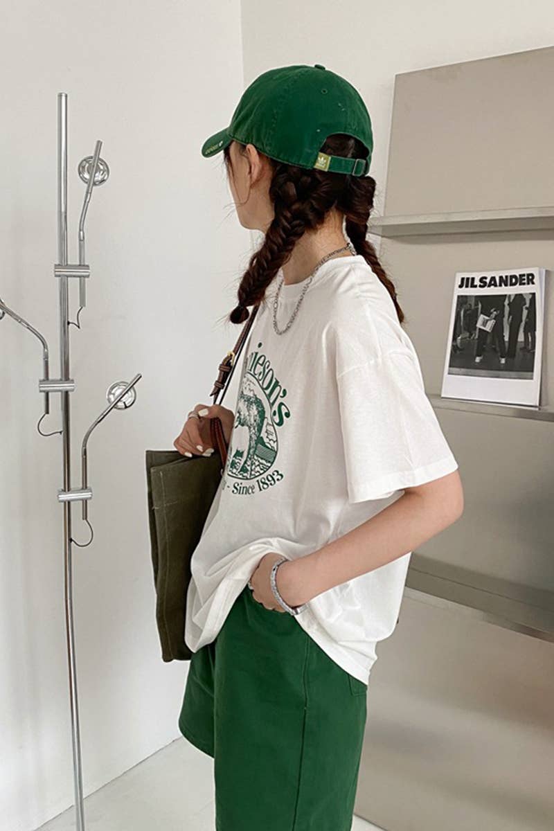 CWTTS1003_LAMB PRINT ROUND NECK SHORT SLEEVED T SHIRT