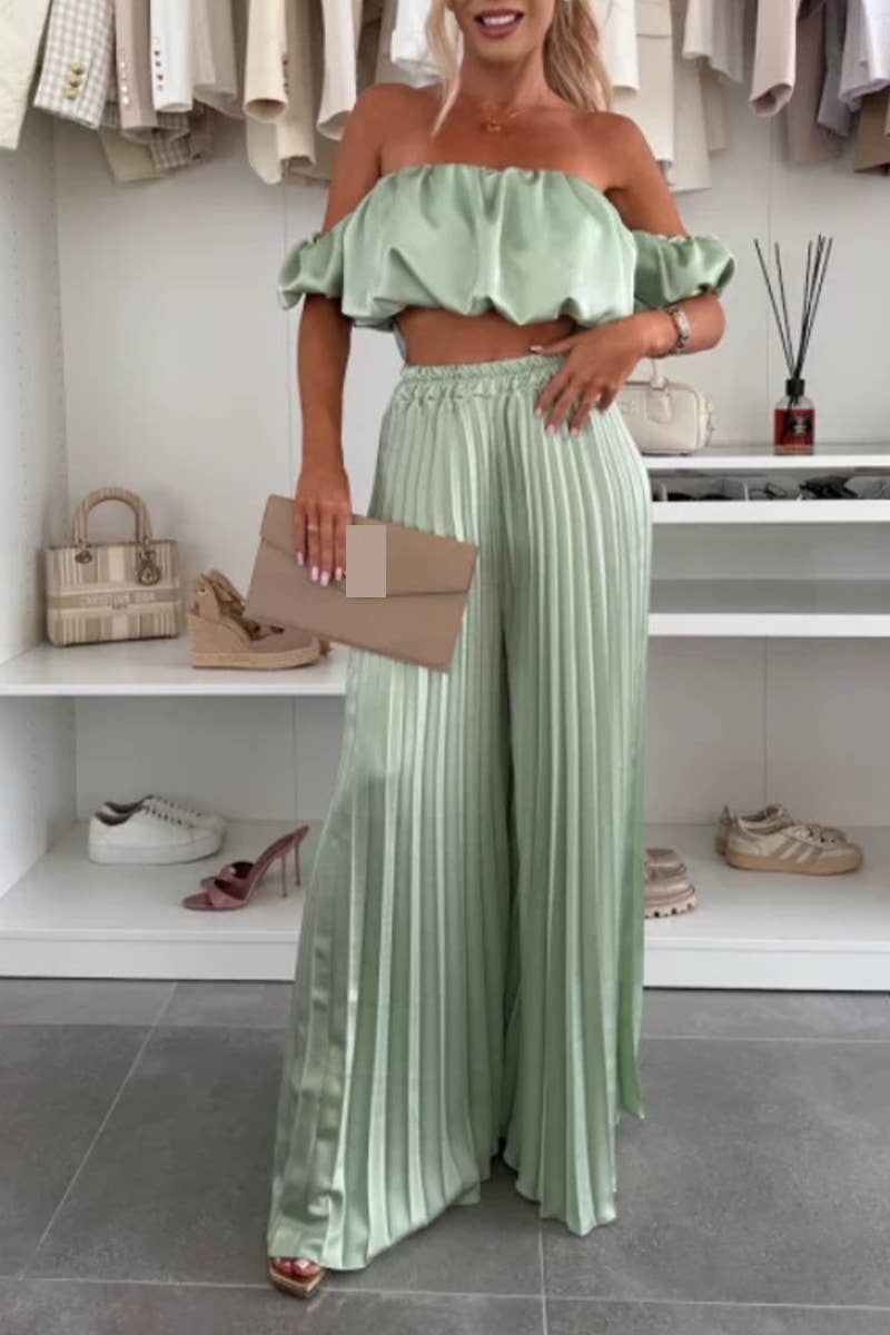 CWSS1204_SUMMER SOLID COLOR TEMPERAMENT TUBE TOP SUIT