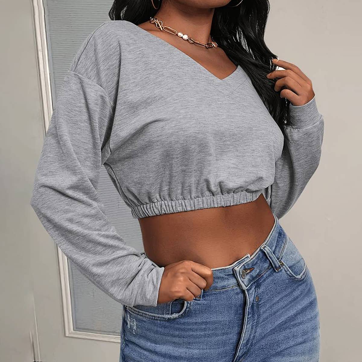 CASUAL SPORTS FASHION SHORT CROP HOODIE