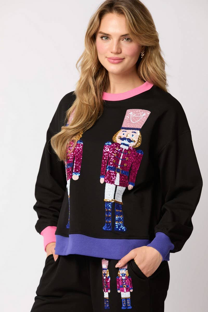 CWSTB00496_CHRISTMAS SOLDIER SEQUINED SWEATSHIRT SET