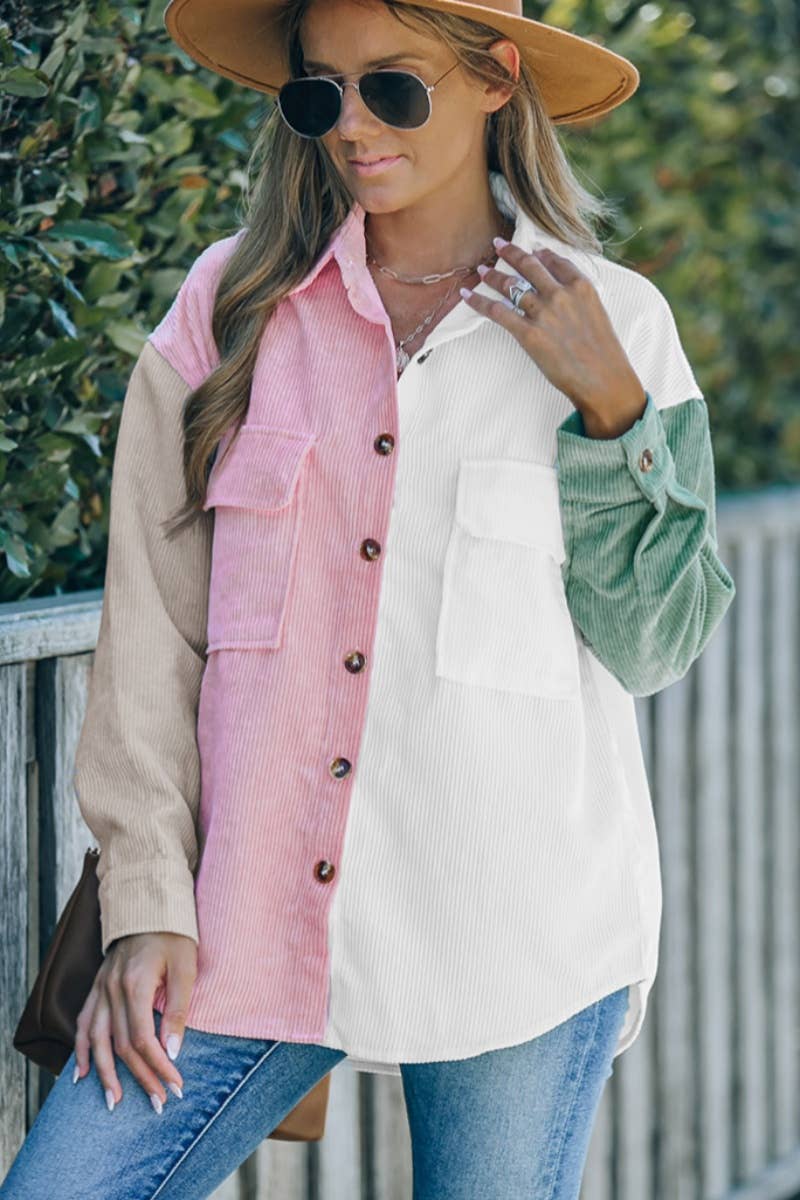 CWTSTL2352_COLOR BUTTON-UP COLOR LONG SLEEVE SHIRT TOP