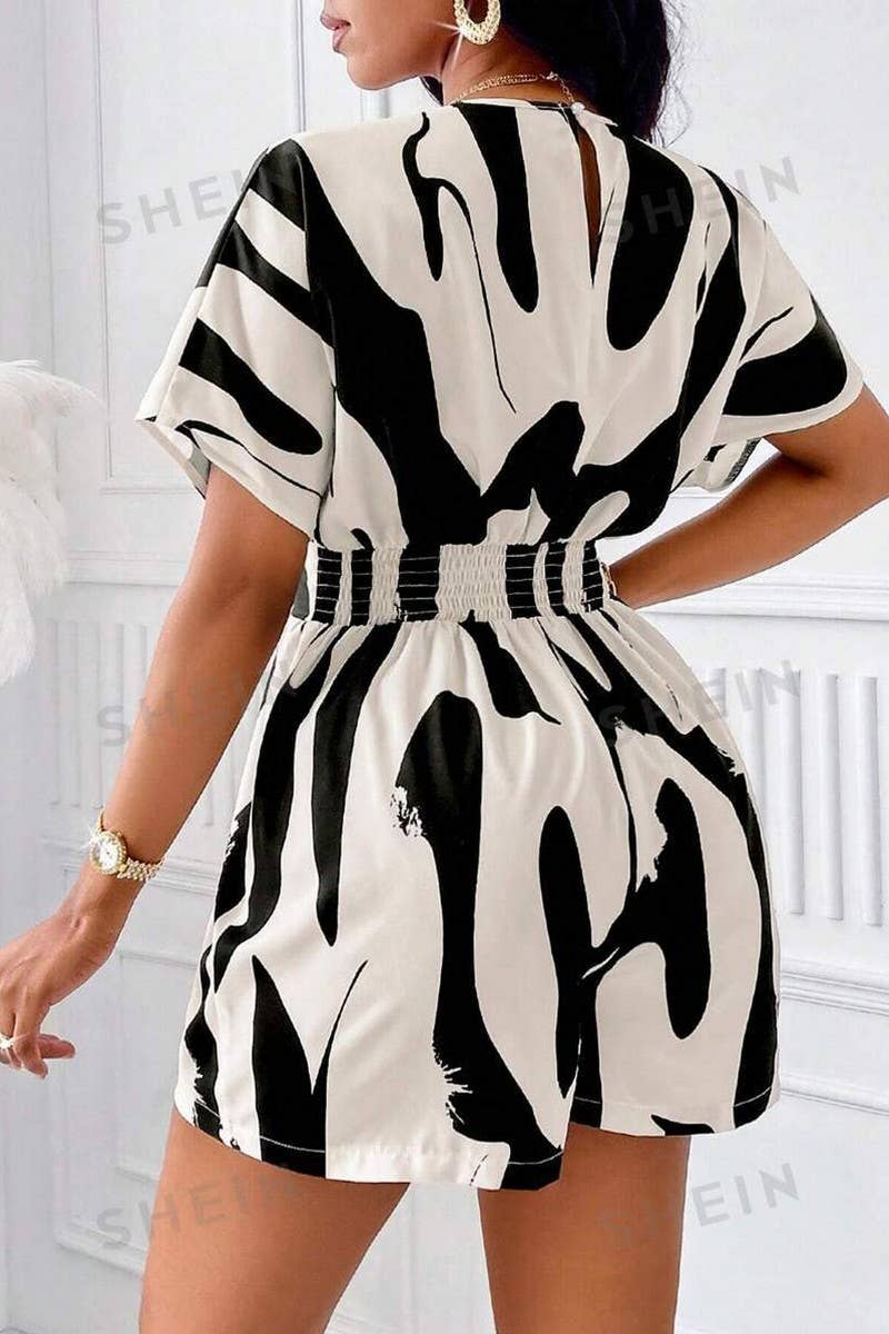 CWSJS1671_PRINTED CROSS NECK HIGH WAIST JUMPSUIT