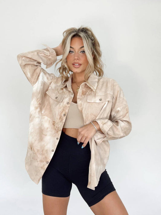 CASUAL LONG-SLEEVED TIE-DYE SHIRT JACKET