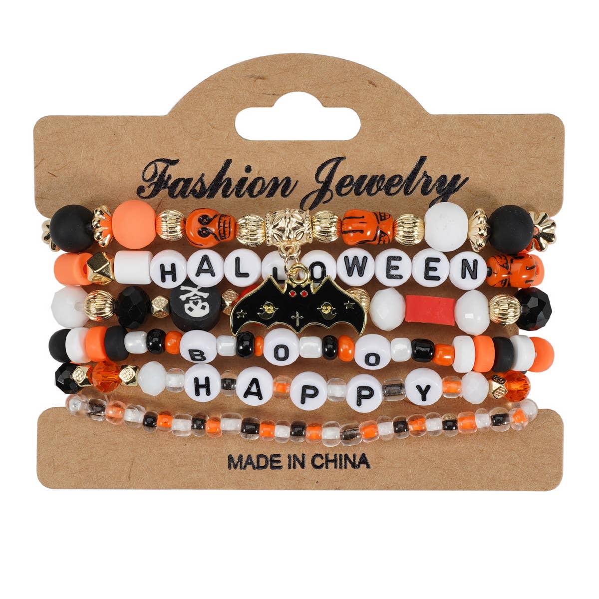 HALLOWEEN PUMPKIN GHOST BEADED BRACELET