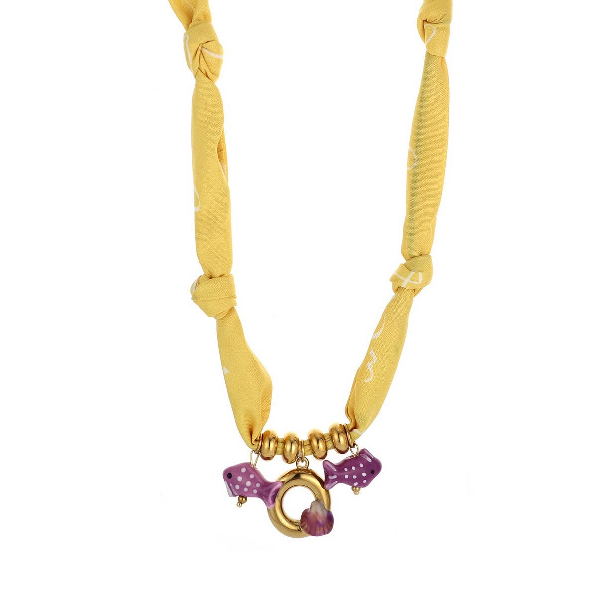 Colorful Scarf Necklace with Fruit Charms