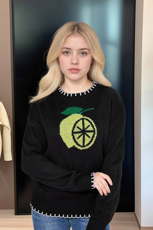 CWOSWL07597_JACQUARD CREW NECK PULLOVER SWEATER