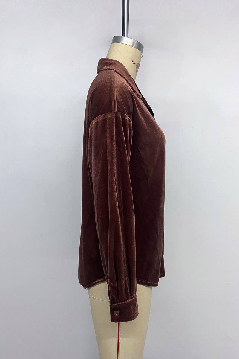 CWTSTL1645_LONG SLEEVE LAPEL SHIRT CARDIGAN TOP