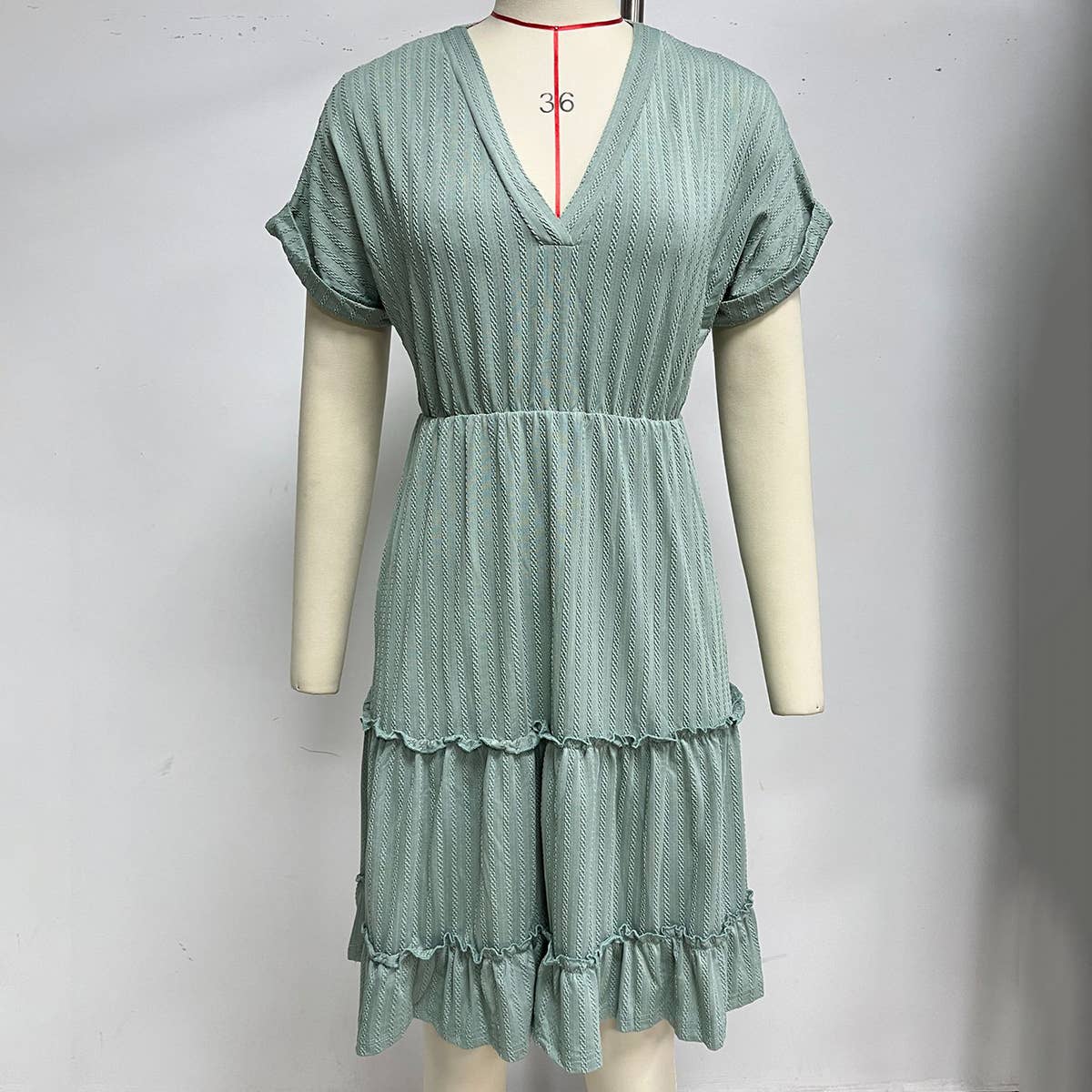 Draping solid color pleated skirt dress