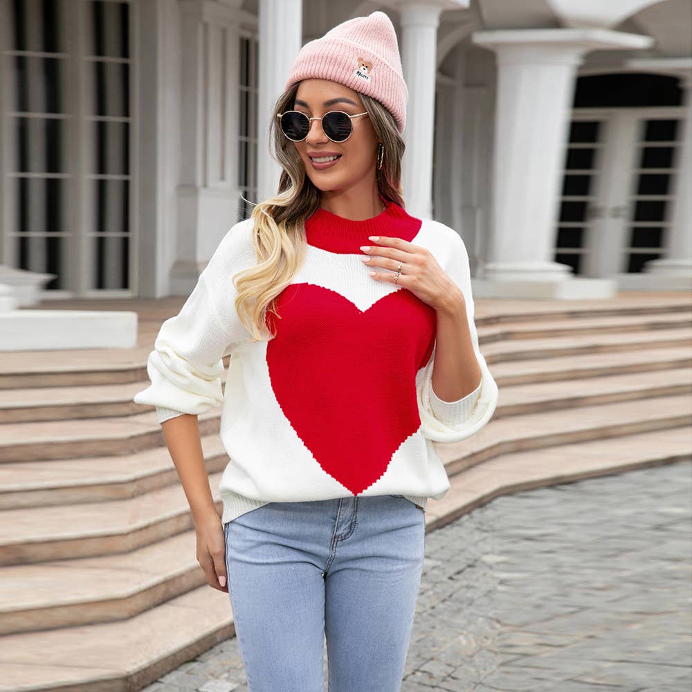 BIG LOVE VALENTINE'S DAY CREW-NECK KNIT PULLOVER