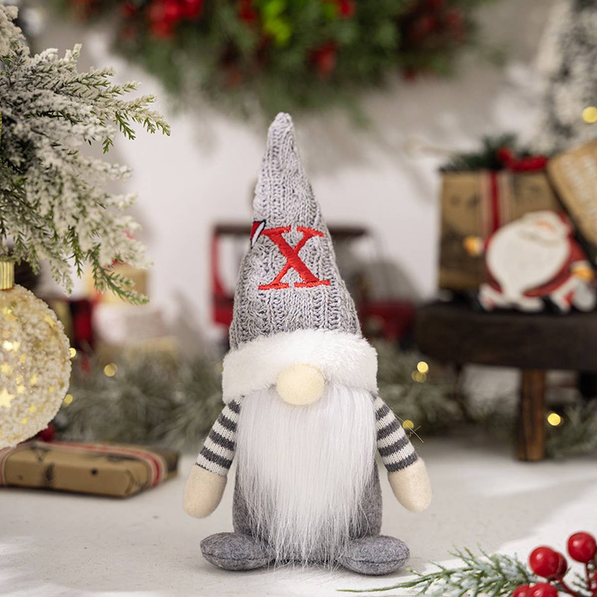 CWMM10338_CHRISTMAS KNITTED HAT GNOME RUDOLPH ORNAMENT