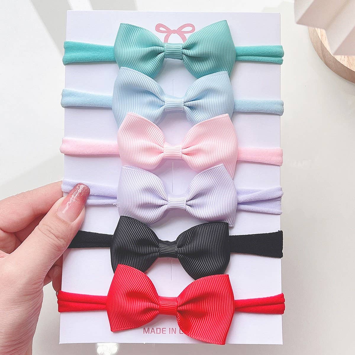 Kids Bow Headband Set ? Elastic Nylon No Marks
